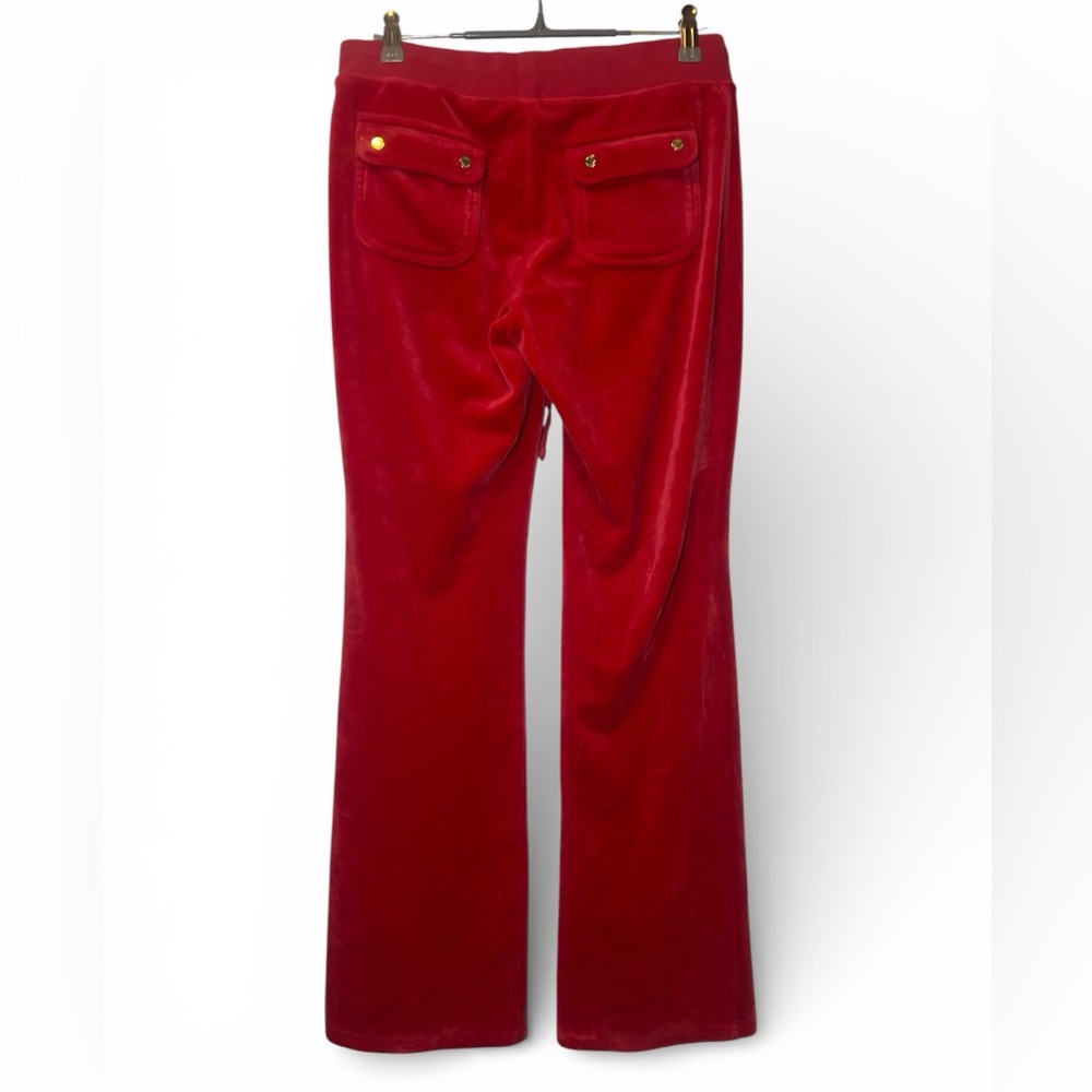 Juicy Couture Snap Pocket Black Label Red Velour Y2k Aesthetic Soft Drawstring S
